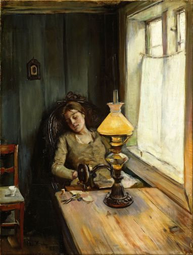 Christian Krohg,Tired, 1885, public domain via Wikimedia Commons.
